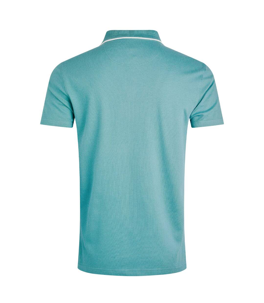 Mens powell organic cotton textured polo shirt mineral blue Weird Fish-2