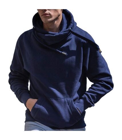 Unisex adult cross neck hoodie oxford navy Awdis