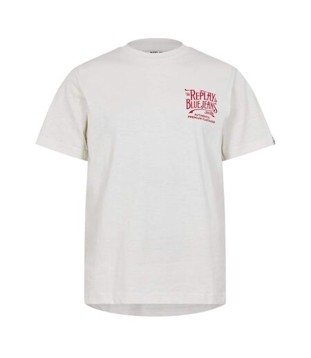 Mens Back Jeans Logo T-shirt White Replay