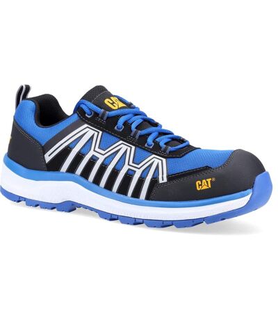 Caterpillar Mens Charge Leather Safety Trainers (Blue/Black/White) - UTFS9106