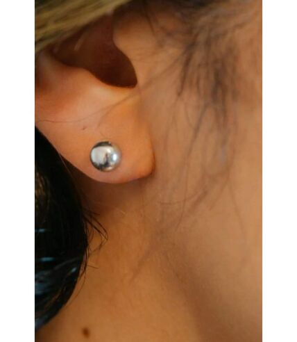 6mm Pure Silver Solid Unisex Round Ball Dot Everyday Geometric Studs Earrings