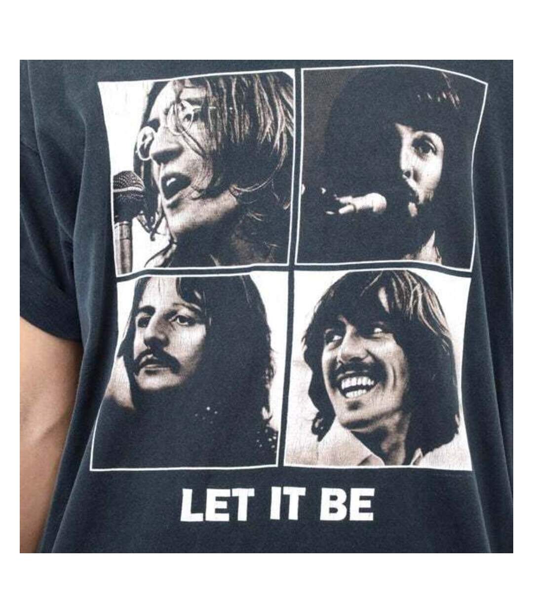 Unisex Adult Let It Be Vintage The Beatles T-shirt Charcoal Amplified-2