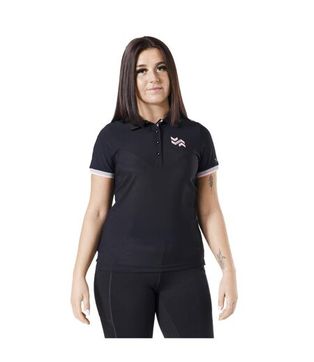 Womens/ladies polo shirt black/pink Firefoot