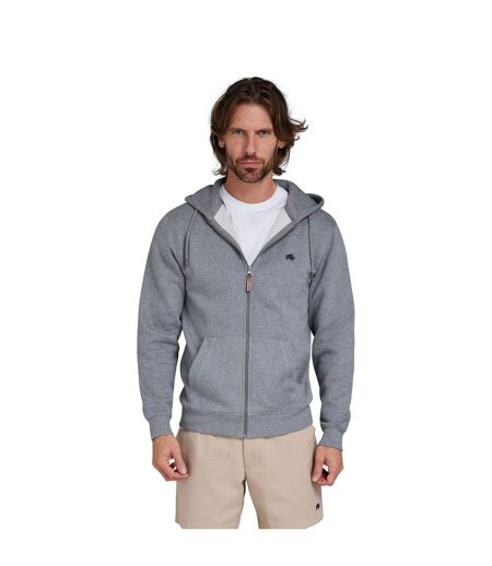 Mens classic zip front hoodie grey marl Raging Bull