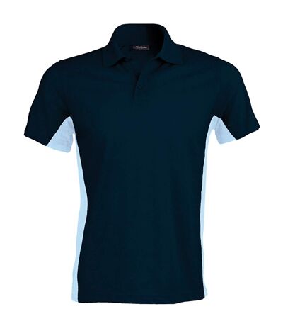 Polo bicolore homme - K232 - bleu marine - ciel - manches courtes