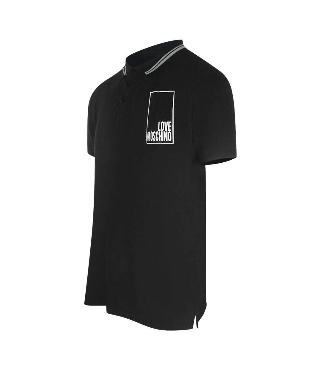 Mens Box Logo Cotton Polo Shirt Black Love Moschino-3