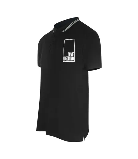Mens Box Logo Cotton Polo Shirt Black Love Moschino