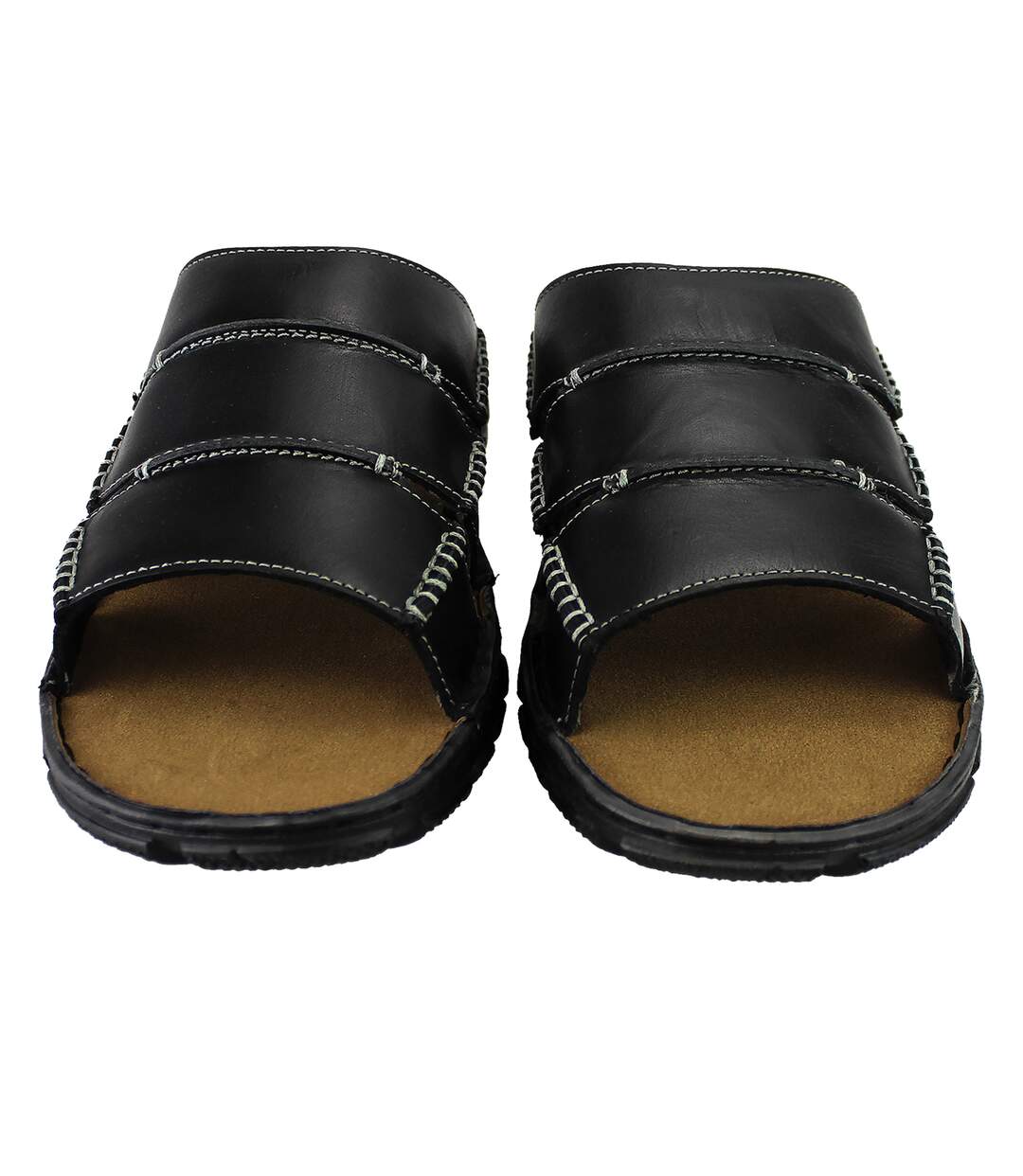 Mens Summer Beach Leather Slip On Slippers-5