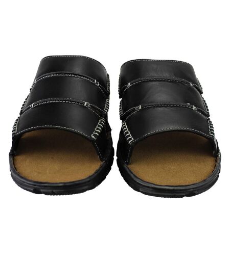 Mens Summer Beach Leather Slip On Slippers