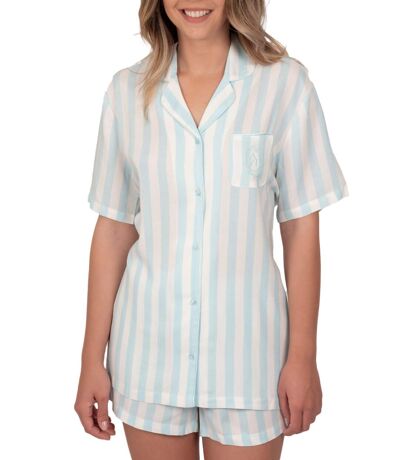 Pyjama chemise short Classic Stripes bleu Admas