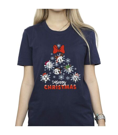 Disney Womens/Ladies Mickey Mouse And Friends Christmas Tree Cotton Boyfriend T-Shirt (Bleu marine) - UTBI39314