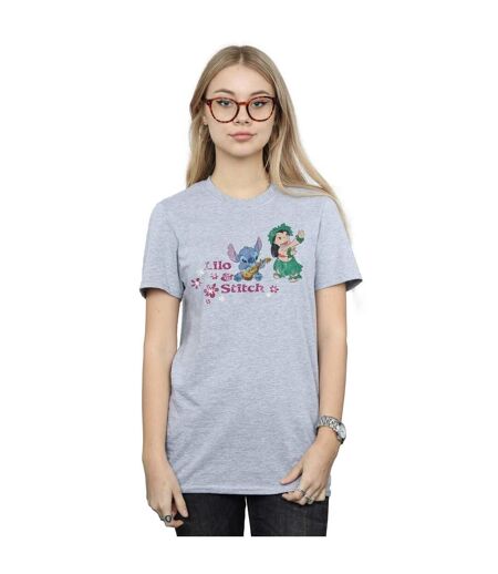 Disney Femmes/Les femmes Lilo And Stitch Hawaii Cotton Boyfriend T-Shirt (Gris sportif) - UTBI29722