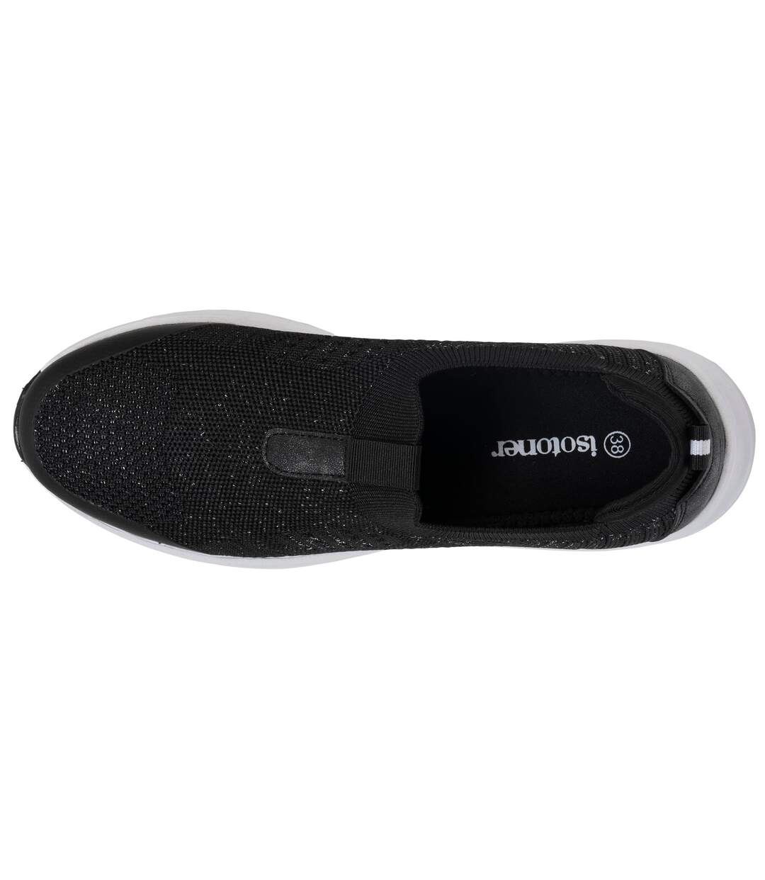 Isotoner Baskets femme maille lurex, slip on, confortable, souple et légères, avec lacets-3