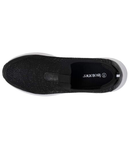 Isotoner Baskets femme maille lurex, slip on, confortable, souple et légères, avec lacets