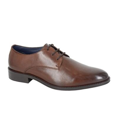 Mens plain leather gibson shoes brown Roamers