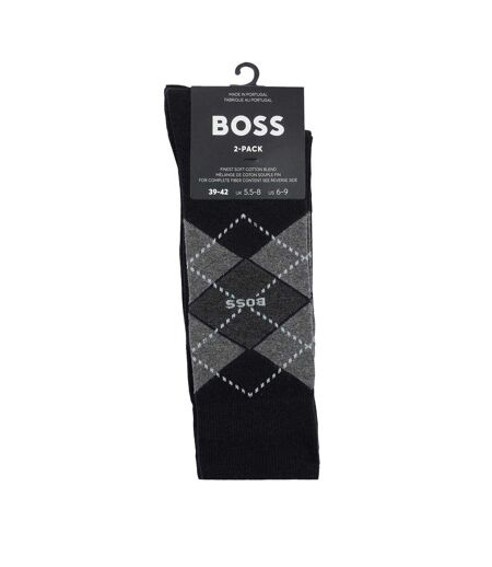 Lot De 2  Chaussettes Motif/style Losange Homme Noir Boss