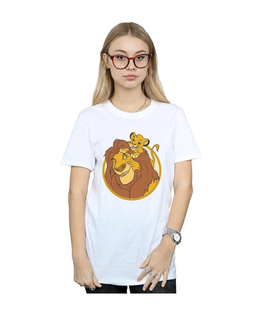 Disney Womens/Ladies The Lion King Mufasa And Simba Cotton Boyfriend T-Shirt (Blanc) - UTBI29142-2