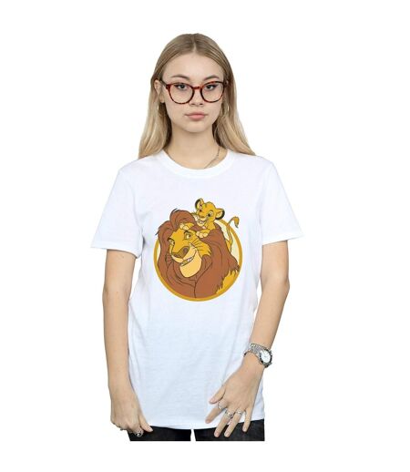 Disney Womens/Ladies The Lion King Mufasa And Simba Cotton Boyfriend T-Shirt (Blanc) - UTBI29142