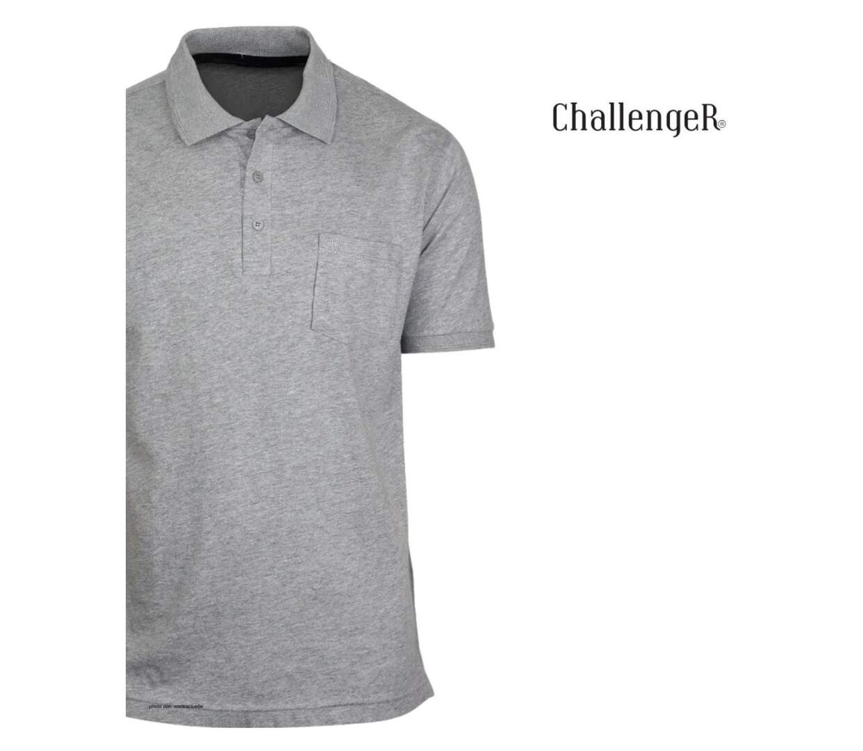 CHALLENGER REMY4 : Polo manches courtes en coton gris chiné pour un confort quotidien absolu-4
