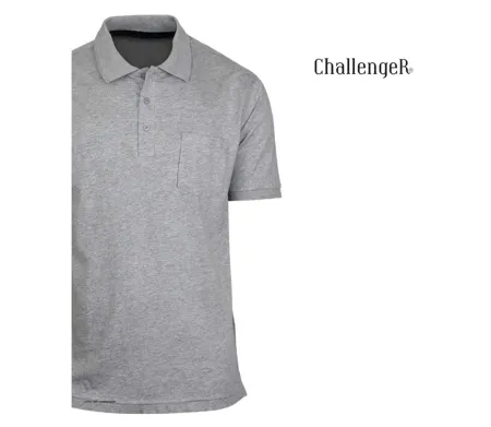 CHALLENGER REMY4 : Polo manches courtes en coton gris chiné pour un confort quotidien absolu
