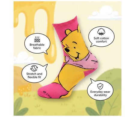 Disney – Chaussettes Femme Licence Winnie l’ourson Pack de 4 Paires