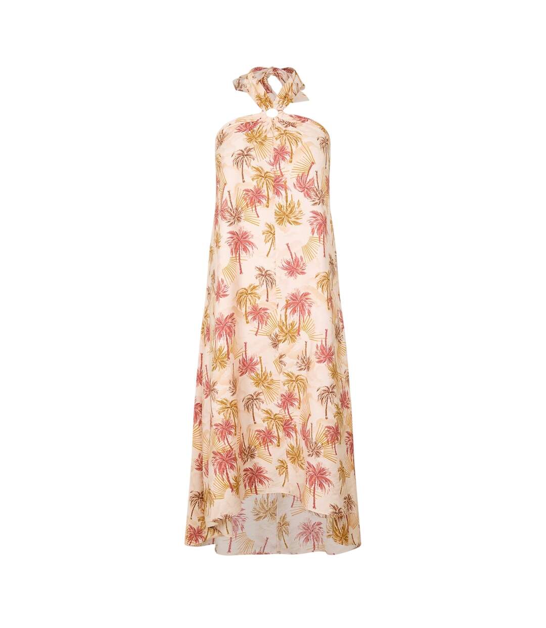 Robe Longue Motif/style Imprimé Palmier Femme Rose Jaune Biba-2
