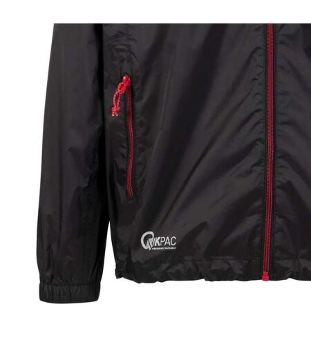 Qikpac X Unisex Packaway Jacket Black Red Trespass