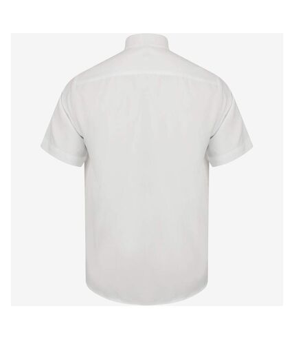 Henbury Mens Wicking Anti-bacterial Short Sleeve Work Shirt (White)