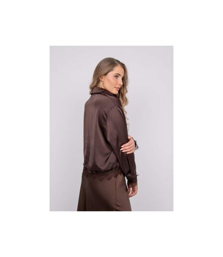 Chemise courte en satin bordée de dentelle OLENKA - Dona X Lisa