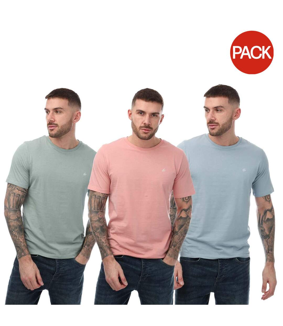 T-shirts homme bleu / gris / saumon Jack And Jones-1