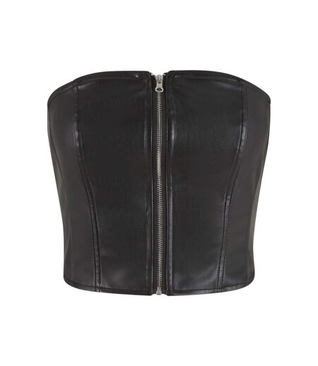 Womens/ladies Synthetic Leather Bandeau Top Black Urban Classics