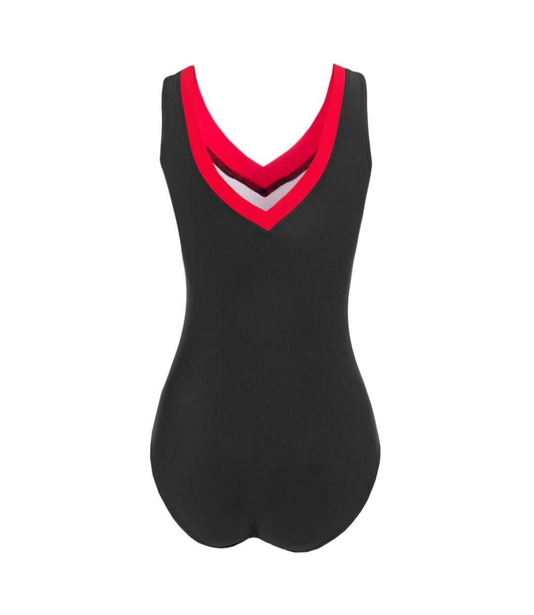 Maillot De Bain 1 Pièce Angie Femme Noir Rouge Crowell-2