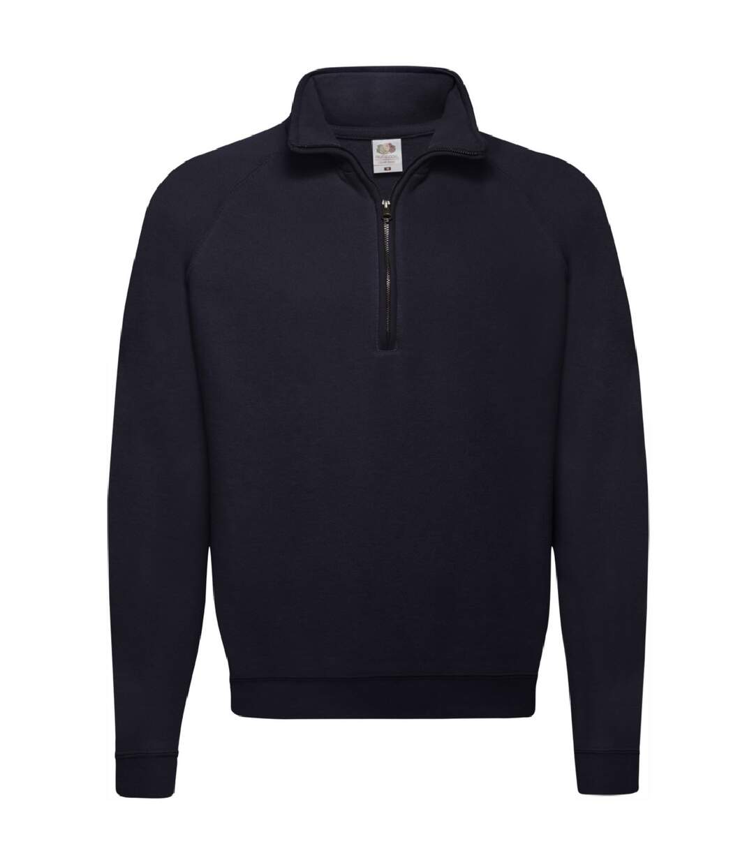 Mens Zip Neck Sweatshirt Top Deep Navy Fruit Of The Loom-1