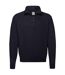 Mens Zip Neck Sweatshirt Top Deep Navy Fruit Of The Loom-1