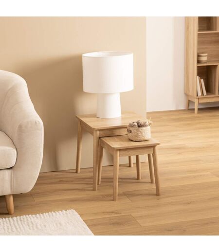 Ensemble de 2 tables à café gigognes effet bois naturel ABANA - Beige