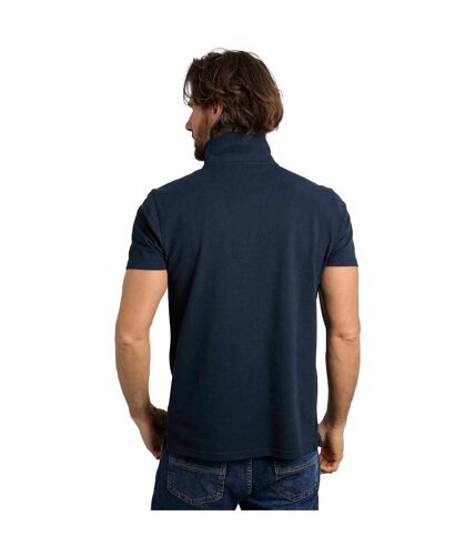 Mens miles pique natural polo shirt navy Weird Fish