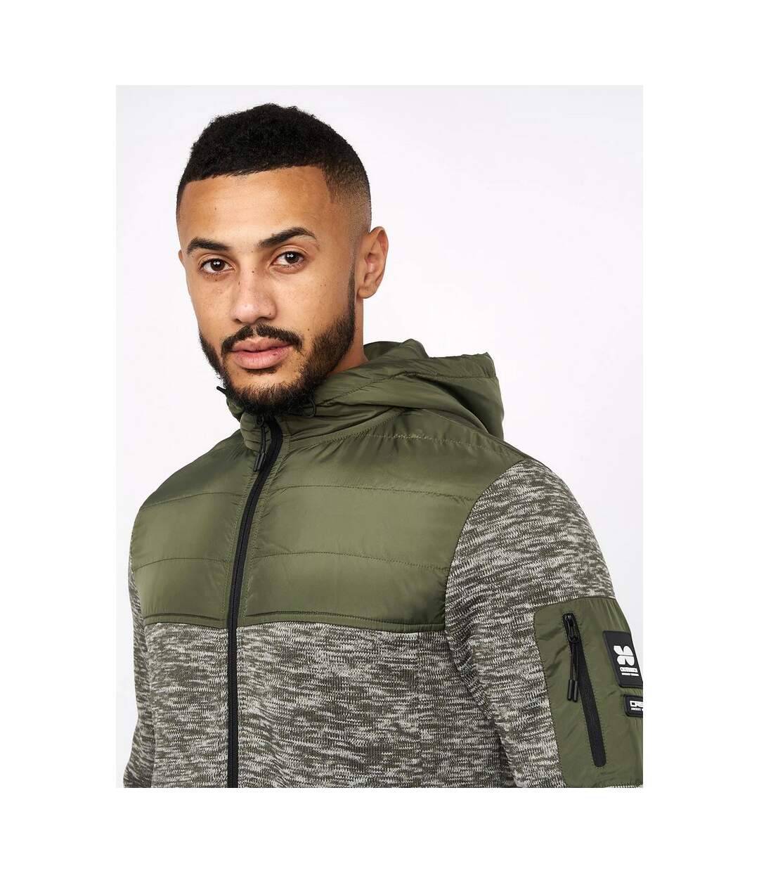 Crosshatch Mens Tradmace Full Zip Jacket (Olive/Light Olive)