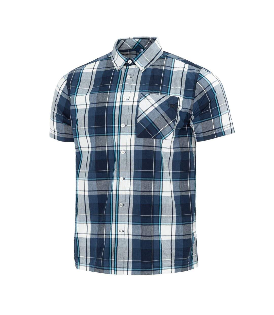 Mens Checkered Short-sleeved Shirt Navy White Giorgio-3
