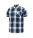 Mens Checkered Short-sleeved Shirt Navy White Giorgio-3