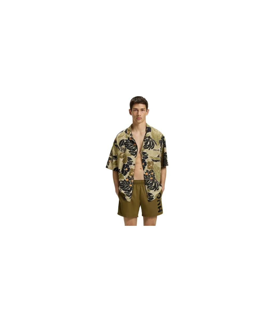 Chemise Plage Motif/style Imprimé Homme Vert Hugo-1