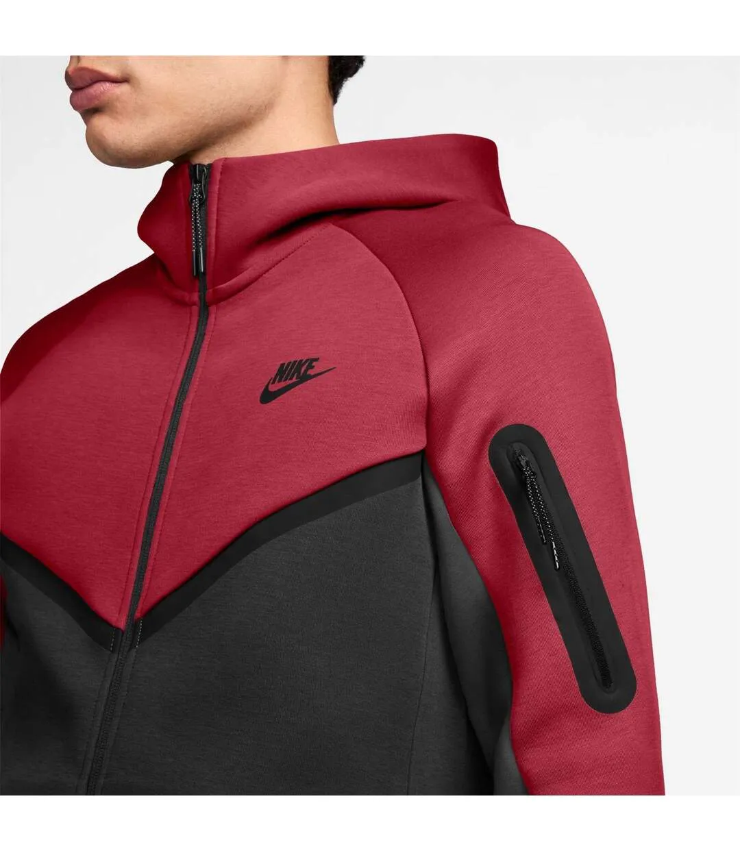 Veste À Capuche Motif/style Chevron Tech Homme Rouge Noir Nike-3