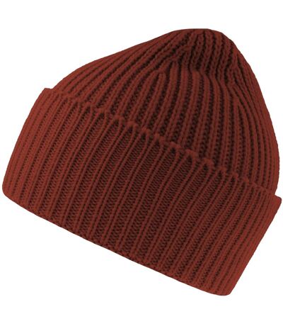 Unisex adult oak chunky knit beanie rust Atlantis