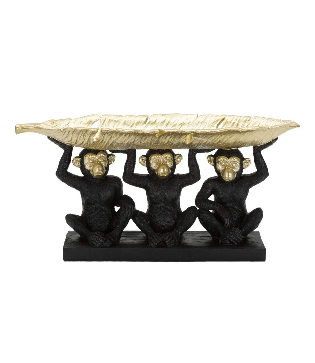 Vide-Poche Statuette 3 Singes 43cm Noir & Or-2