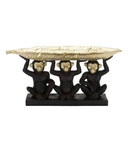 Vide-Poche Statuette 3 Singes 43cm Noir & Or