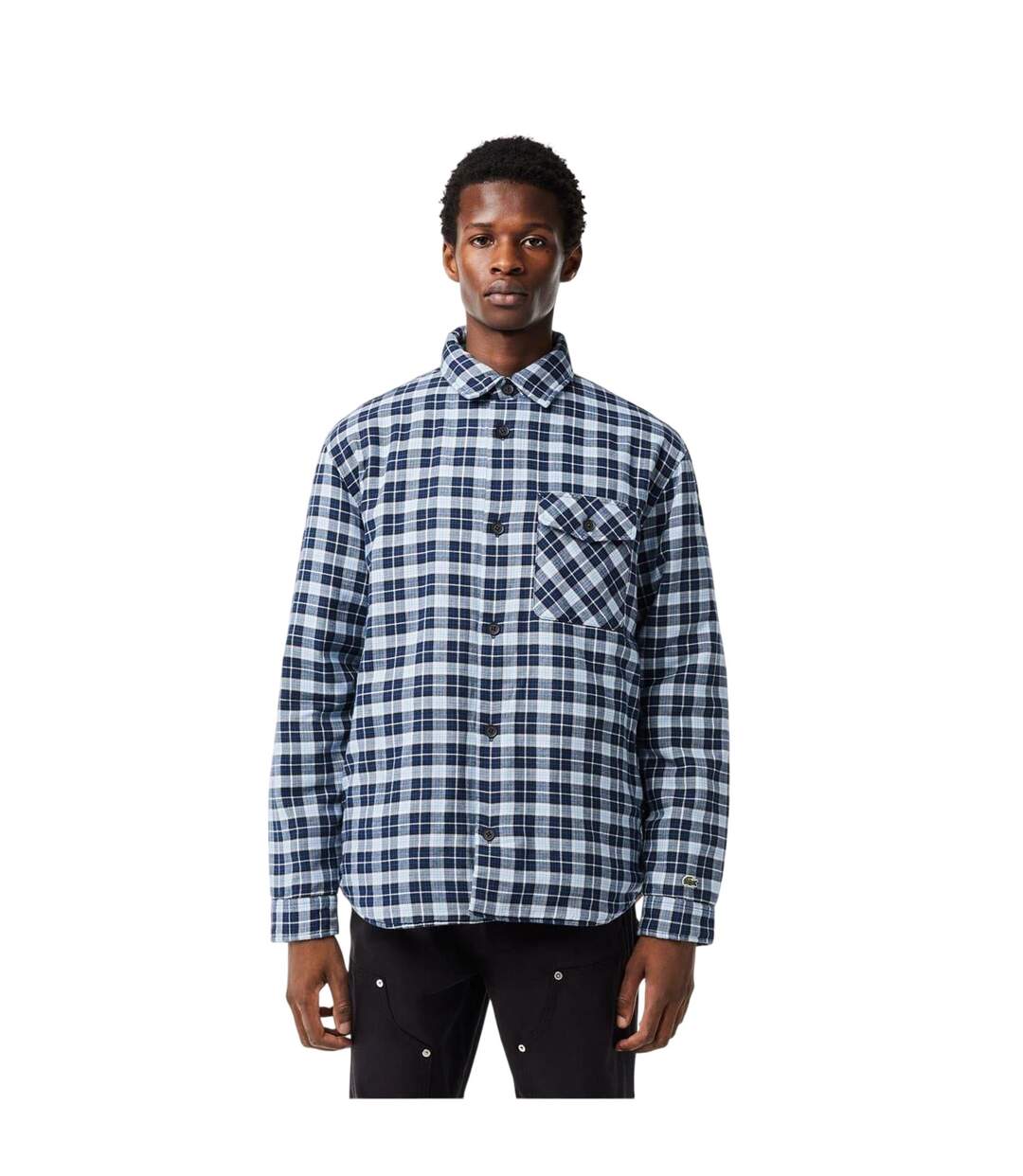 Mens Checked Regular Long-sleeved Shirt Methyl Blue Lacoste-1