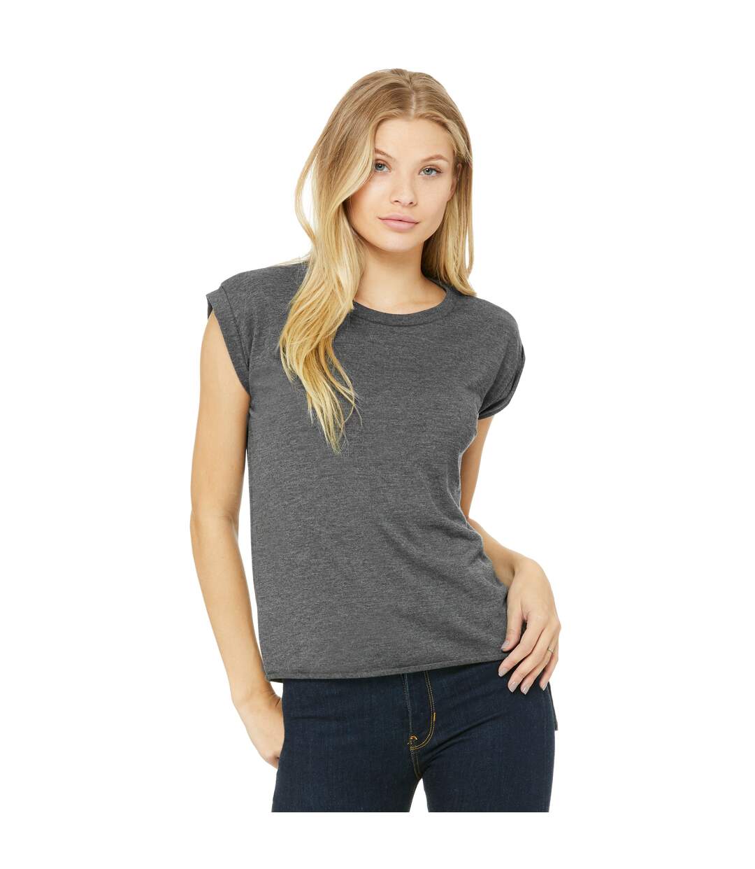 T-shirt manches courtes flowy femme gris foncé chiné Bella + Canvas