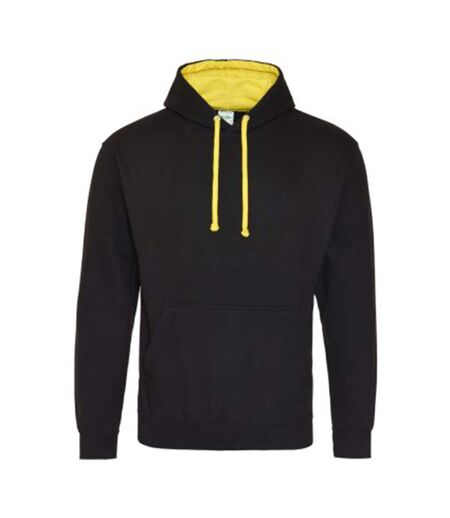 Awdis Varsity Hooded Sweatshirt / Hoodie (Jet Black/ Sun Yellow)
