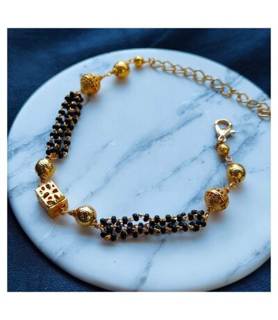 Indian Nazaria Gold Square Bead Mangalsutra Bracelet