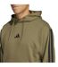 Mens Essentials 3 Stripes Fleece Logo Hoodie Olive Strata Adidas-4