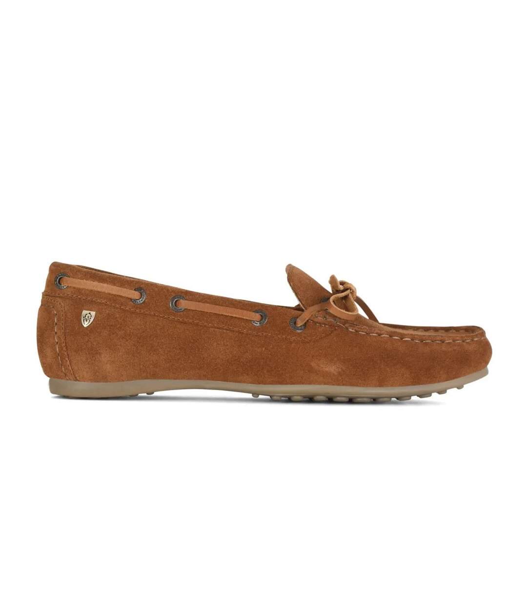 Womens/ladies sofia suede moccasins tan Moretta-1